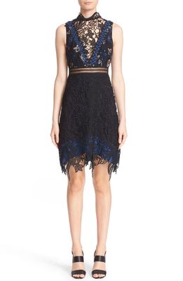 Self-Portrait 'Clementine' Embroidered Lace Dress in Black