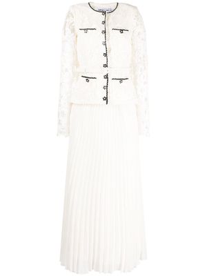 Self-Portrait Convertible pleated embellished midi dress - White