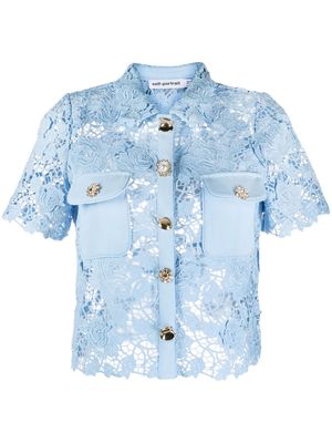 Self-Portrait cord-laced unlined shirt - Blue