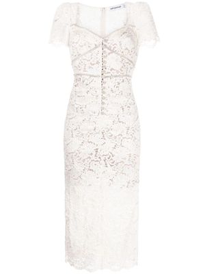 Self-Portrait corded-lace crysal-embellished midi dress - Neutrals