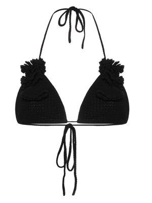 Self-Portrait crochet-knit bikini bottoms - Black