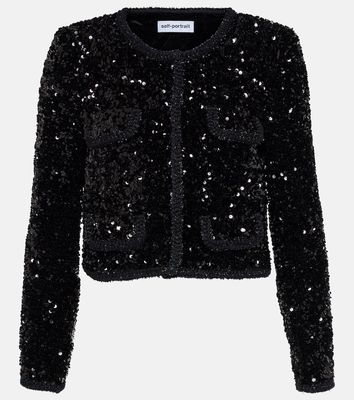 Self-Portrait Cropped sequined jacket