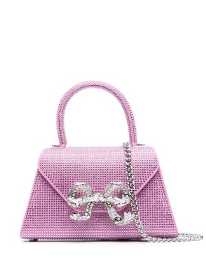 Self-Portrait crystal-embellished mini bag - Pink
