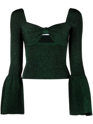 Self-Portrait cut-out knitted jumper - Green