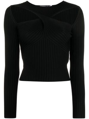 Self-Portrait cut-out knitted top - Black