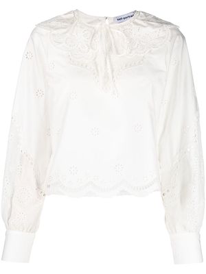 Self-Portrait Daisy cotton broderie anglaise shirt - White