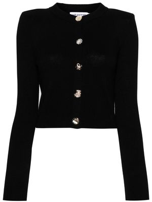 Self-Portrait decorative-buttons cropped cardigan - Black