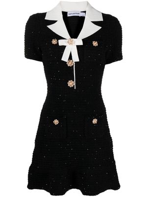 Self-Portrait embellished bouclé minidress - Black