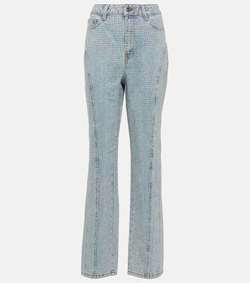 Self-Portrait Embellished high-rise straight jeans
