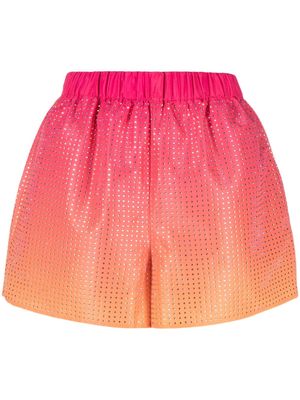 Self-Portrait embellished ombré shorts - Pink