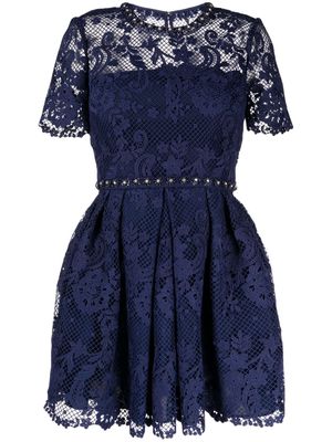 Self-Portrait guipure-lace embellished dress - Blue