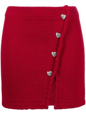 Self-Portrait heart button knitted skirt - Red