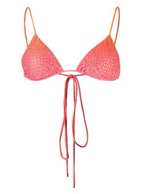 Self-Portrait Hotfix triangle bikini top - Pink