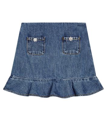 Self-Portrait Kids Cotton denim skirt