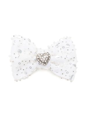 Self-Portrait Kids crystal-embellished bow hair clip - White