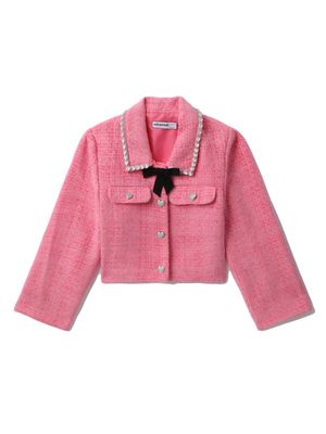 Self-Portrait Kids crystal-embellished tweed jacket - Pink