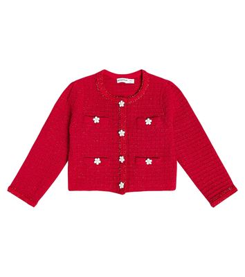 Self-Portrait Kids Embellished tweed cardigan