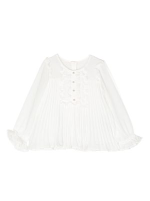 Self-Portrait Kids ruffle-detail pleated blouse - White