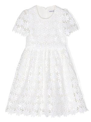 Self-Portrait Kids sequin-embellished guipure lace dress - White