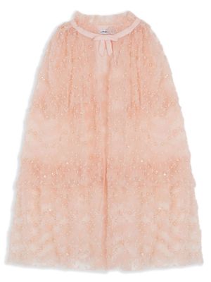 Self-Portrait Kids sequin-embellished tiered cape - Pink