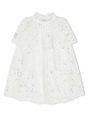 Self-Portrait Kids sequin-embellished tiered cape - White