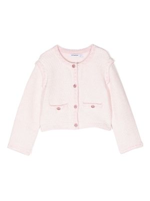 Self-Portrait knitted button-up cardigan - Pink