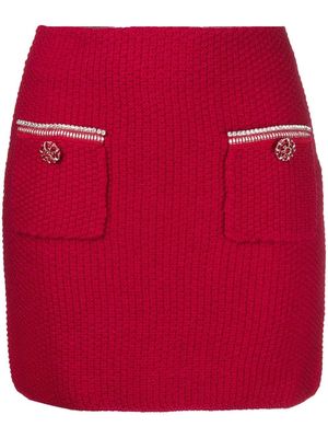 Self-Portrait knitted wool miniskirt - Red