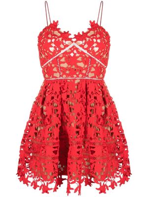 Self-Portrait lace-overlay mini dress - Red