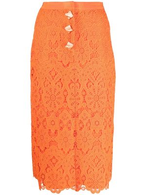 Self-Portrait lace pencil skirt - Orange