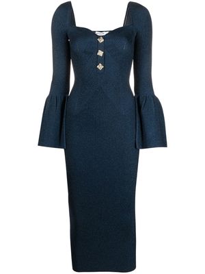 Self-Portrait mid-length knitted dress - Blue