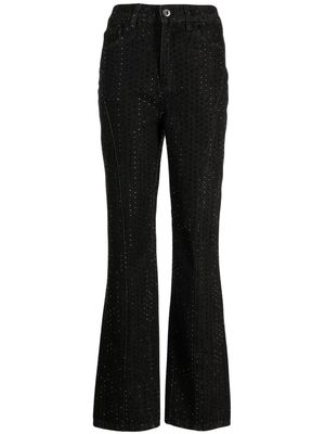 Self-Portrait mid-rise embellished flared jeans - Black