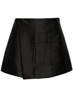 Self-Portrait overlapping-panel crepe mini shorts - Black