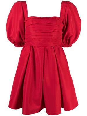 Self-Portrait puff-sleeve taffeta minidress - Red