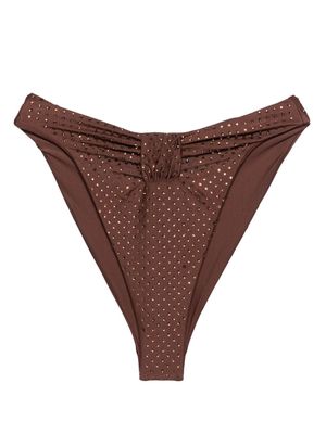 Self-Portrait rhinestone-embellished bikini bottoms - Brown