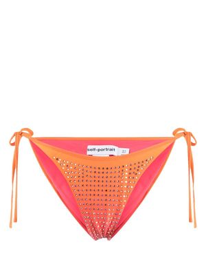 Self-Portrait rhinestone-embellished bikini bottoms - Orange