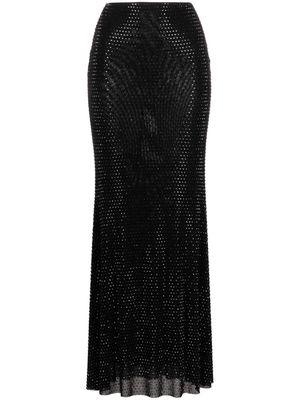 Self-Portrait rhinestone-embellished flared maxi skirt - Black