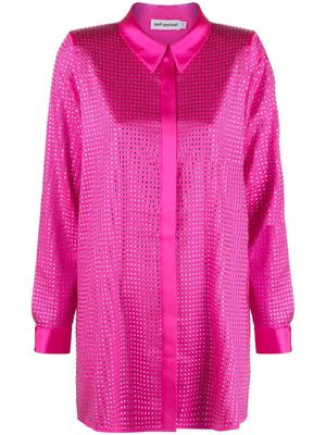 Self-Portrait rhinestone-embellished long-sleeved shirt - Pink