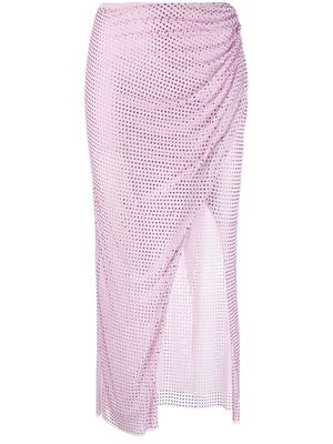 Self-Portrait rhinestone-embellished midi skirt - Pink