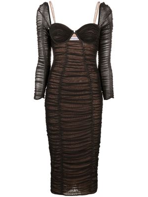 Self-Portrait ruched cut-out jersey dress - Black