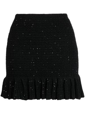 Self-Portrait sequin-embellished knitted skirt - Black