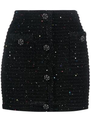 Self-Portrait sequin knitted mini skirt - Black