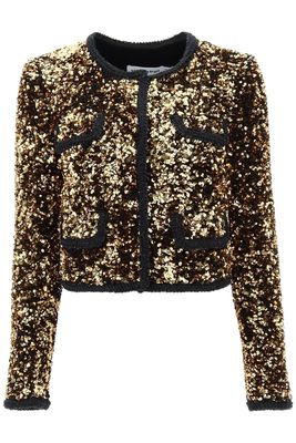 self-portrait Sequined Cropped Jacket