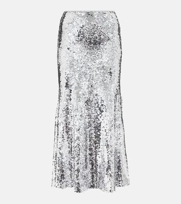 Self-Portrait Sequined flared maxi skirt
