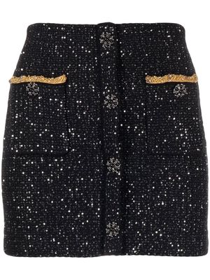 Self-Portrait sequinned knitted miniskirt - Black
