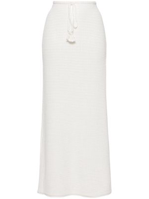 Self-Portrait sequinned pointelle-knit maxi skirt - White
