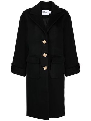 Self-Portrait single-breasted wool-blend coat - Black