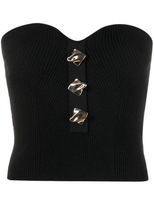 Self-Portrait strapless ribbed knitted top - Black