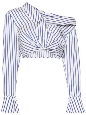 Self-Portrait striped off-shoulder shirt - White
