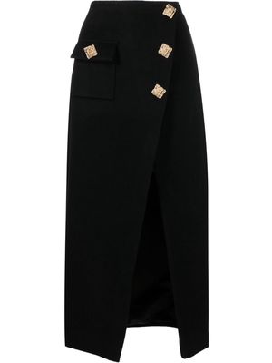 Self-Portrait studded wool midi skirt - Black