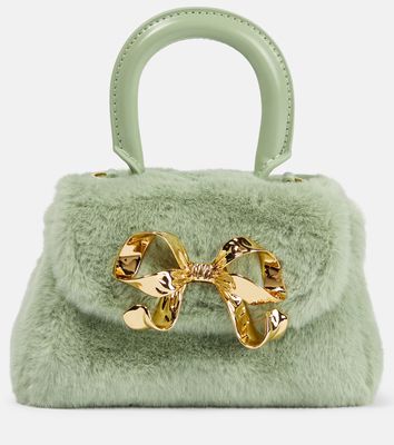 Self-Portrait The Bow Micro faux shearling tote bag